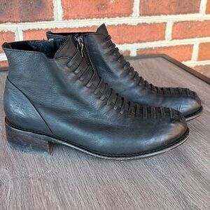 Fluevog Babette Black Leather Women's Ankle Boots